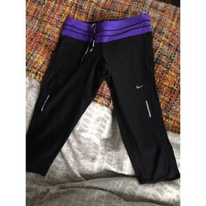 Nike Dri- fit workout pants. Black/ purple